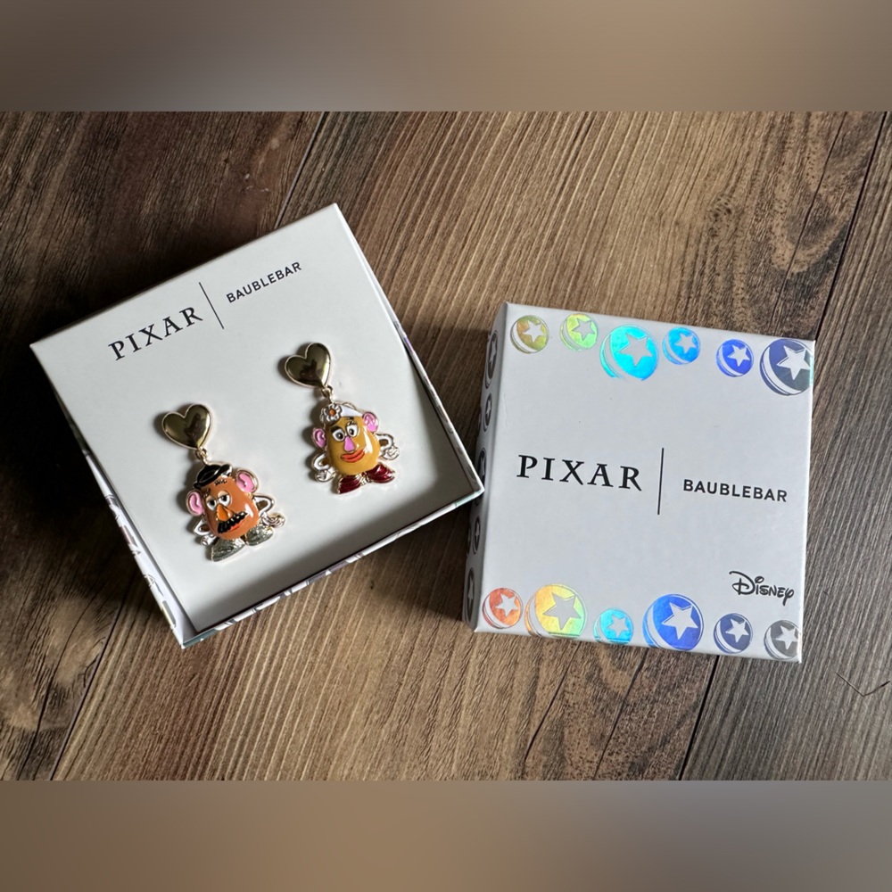 BaubleBar Disney/Pixar Mr. & Mrs. Potato Head earrings.
